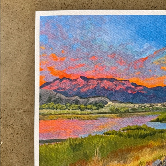 Sunset Over the Sandias Art Print 8x10 Sandia Mountains New Mexico NM - Picture 3 of 3